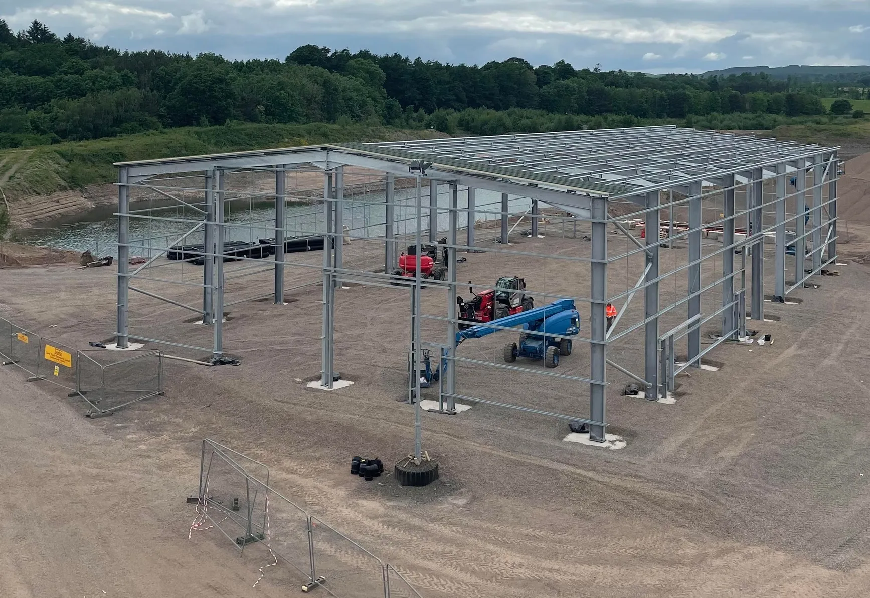 Steel structure installation in progress
