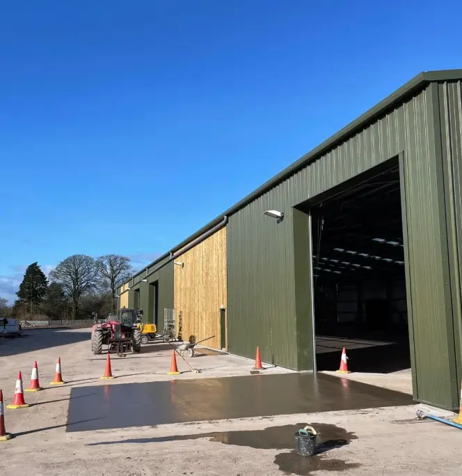 Completed agricultural steel building