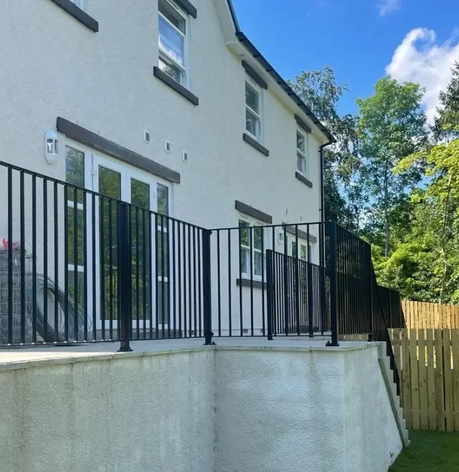 Modern steel railings and architectural features
