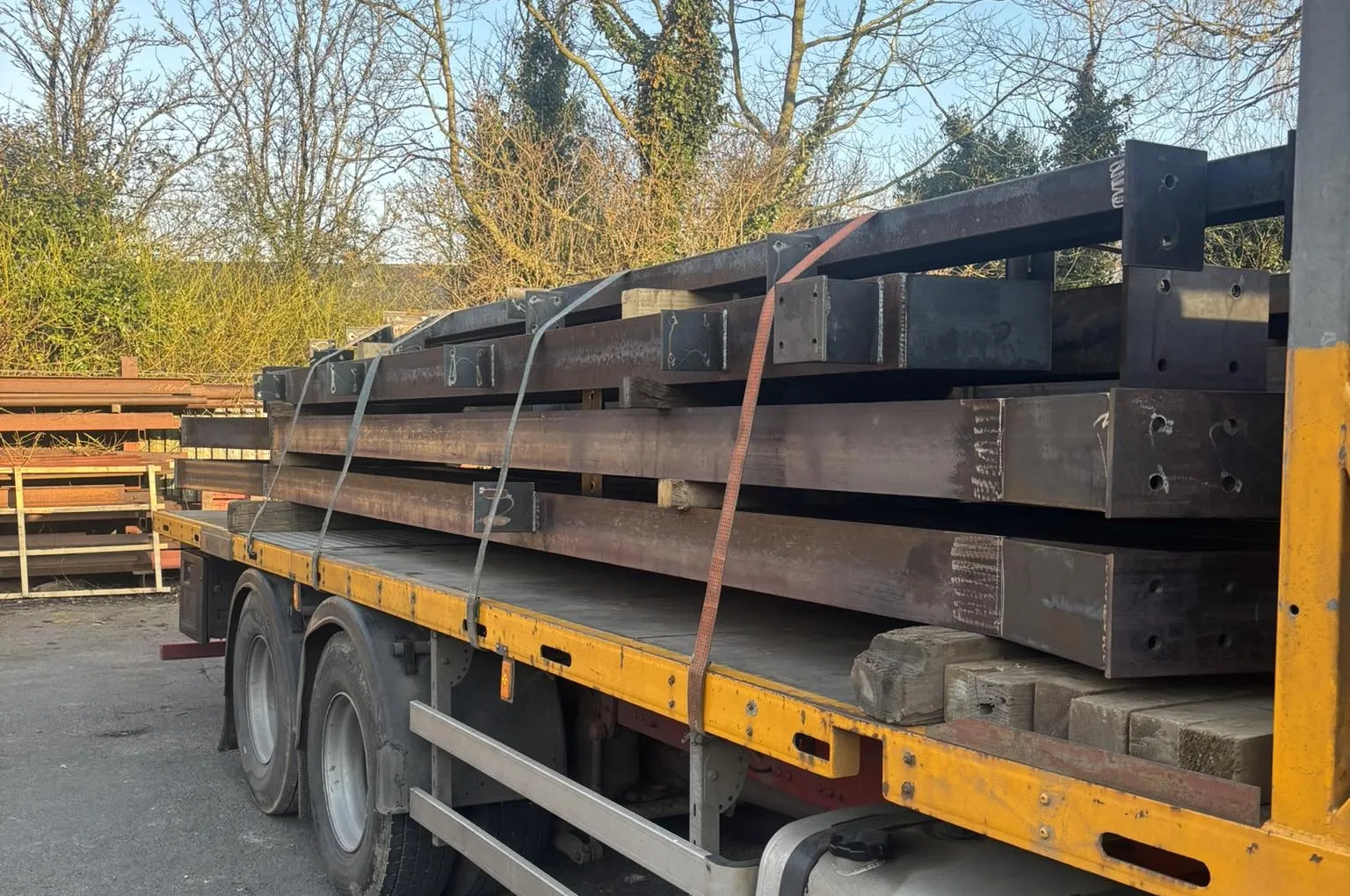 Steel delivery truck